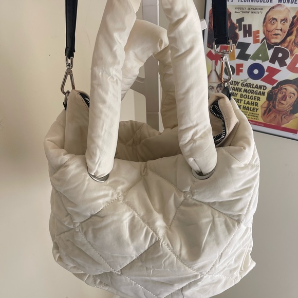 Zara Off White Quilted Tote w/ Removable Strap - Picture 3 of 9